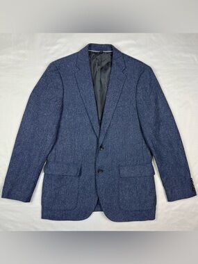 J. Crew Mens Ludlow Moon Tweed Blazer 40R Navy Herringbone Wool Blend